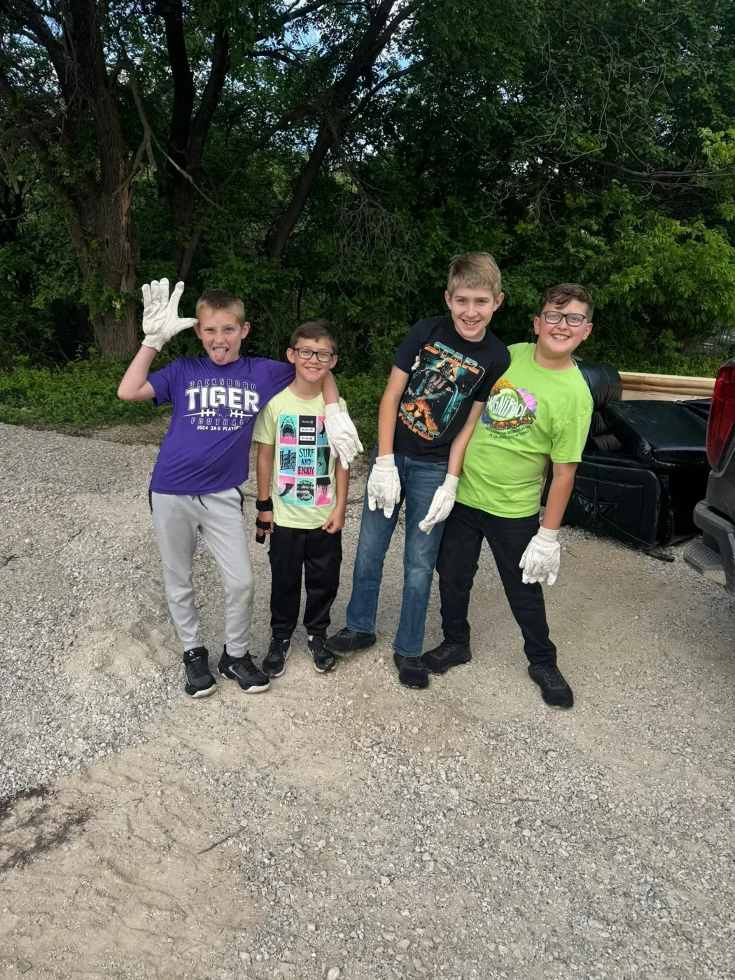 Young volunteers at the cleanup