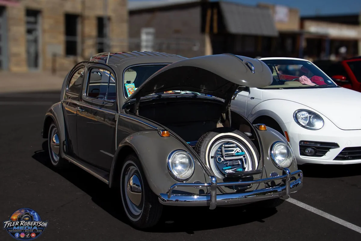 Classic Volkswagen Beetle with its hood open at STOMP Fest 2026