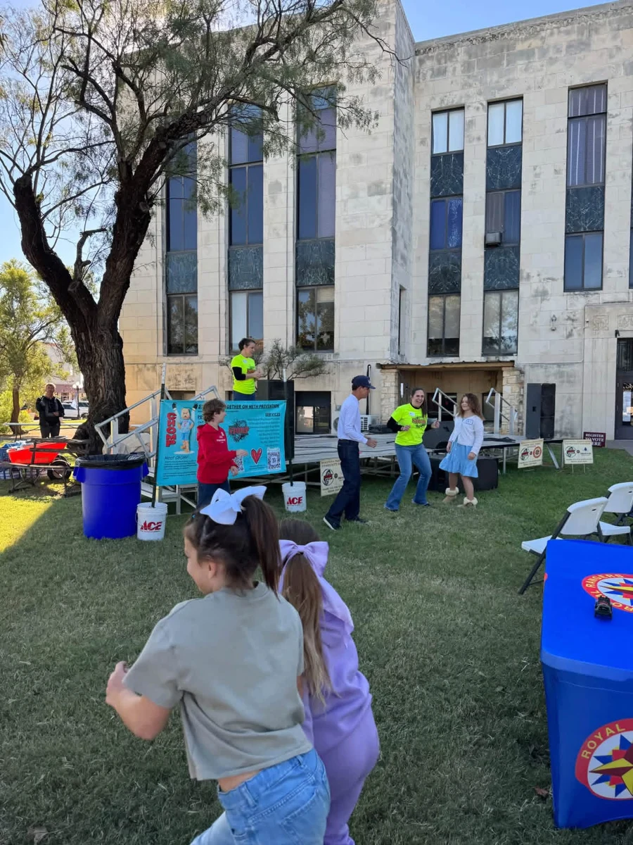 Visitors enjoying booths outside the courthouse at STOMP Fest 2026