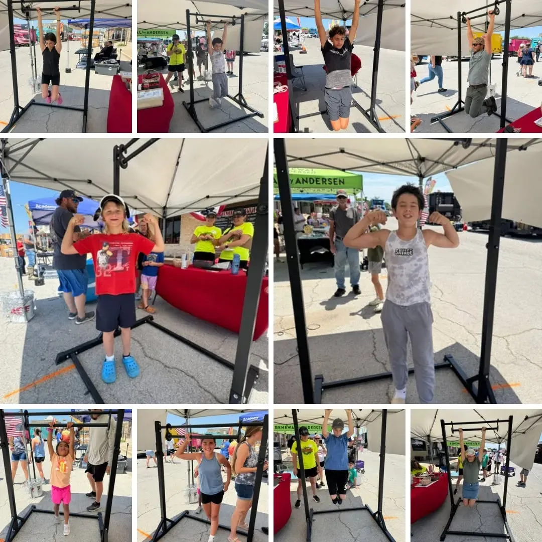 Collage of hang bar challenge participants at TNT Fest 2026